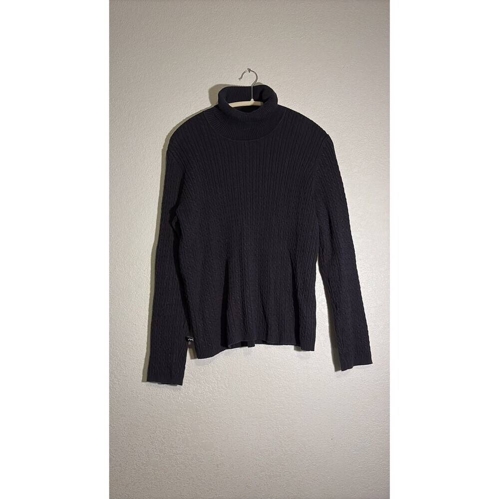Anne Klein Sport Black Cable Knit Turtleneck Sweater - XL